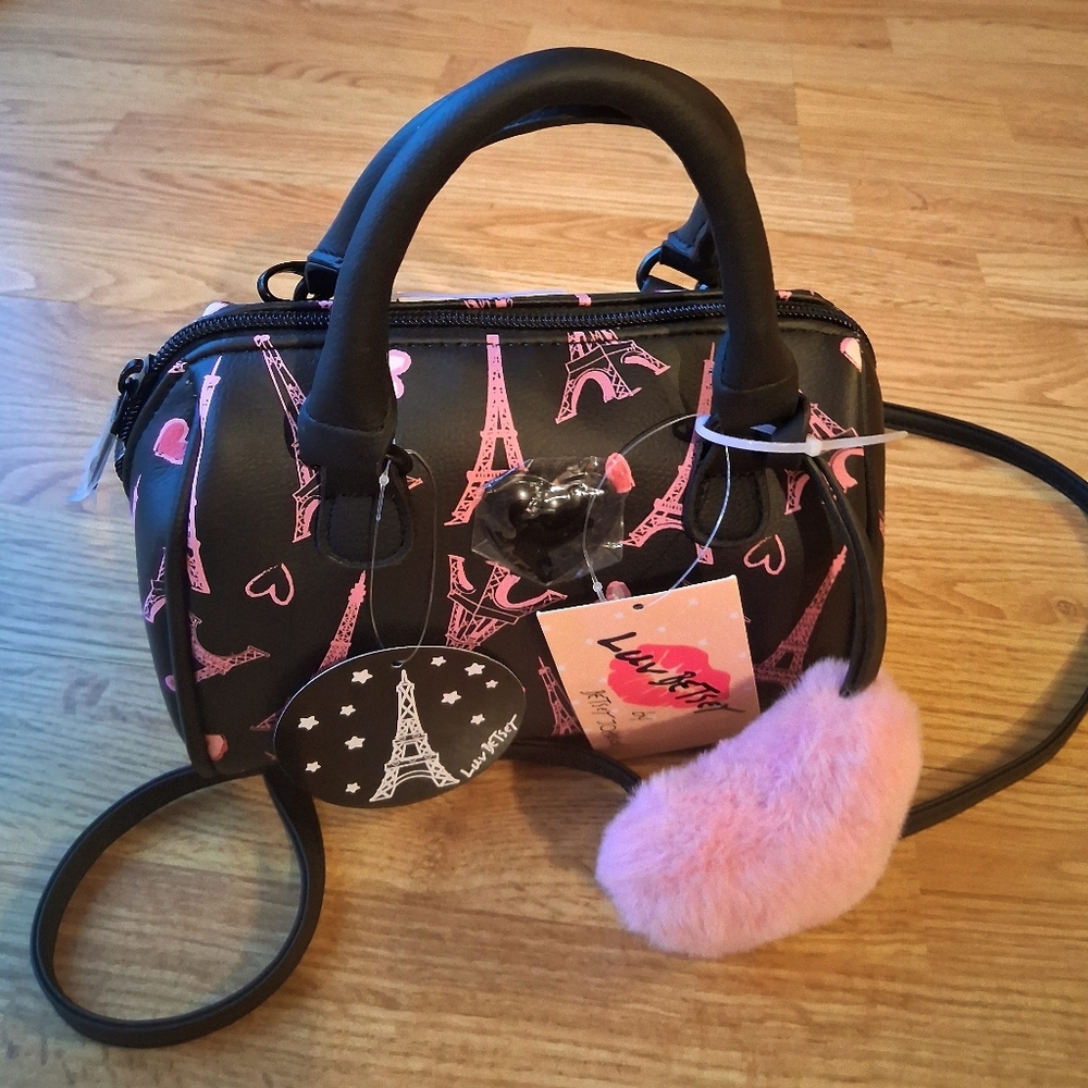 NWT Betsy Johnson Black Pink Purse, Msrp $58